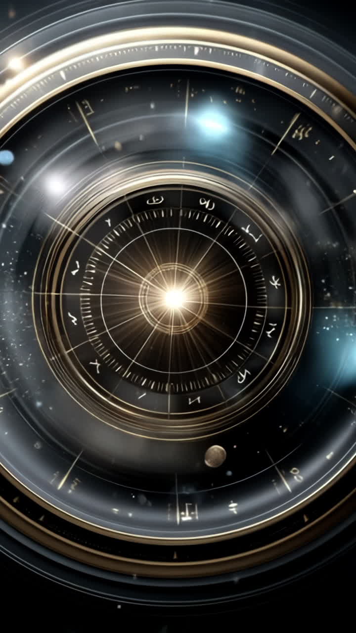 Swirling light effects lens. Bright lens surrounded by glowing particles creates an enchanting visual display of light and motion.