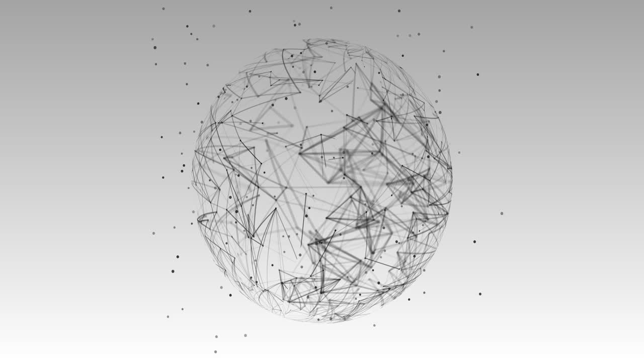 Connected lines nodes particles computing metaverse digital lines and dots connections moving