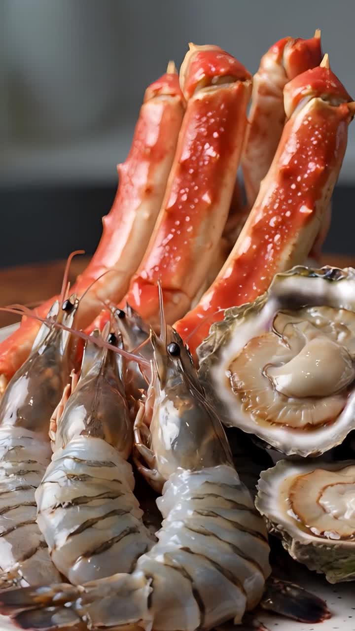 Delicious Seafood on Blurred Background
