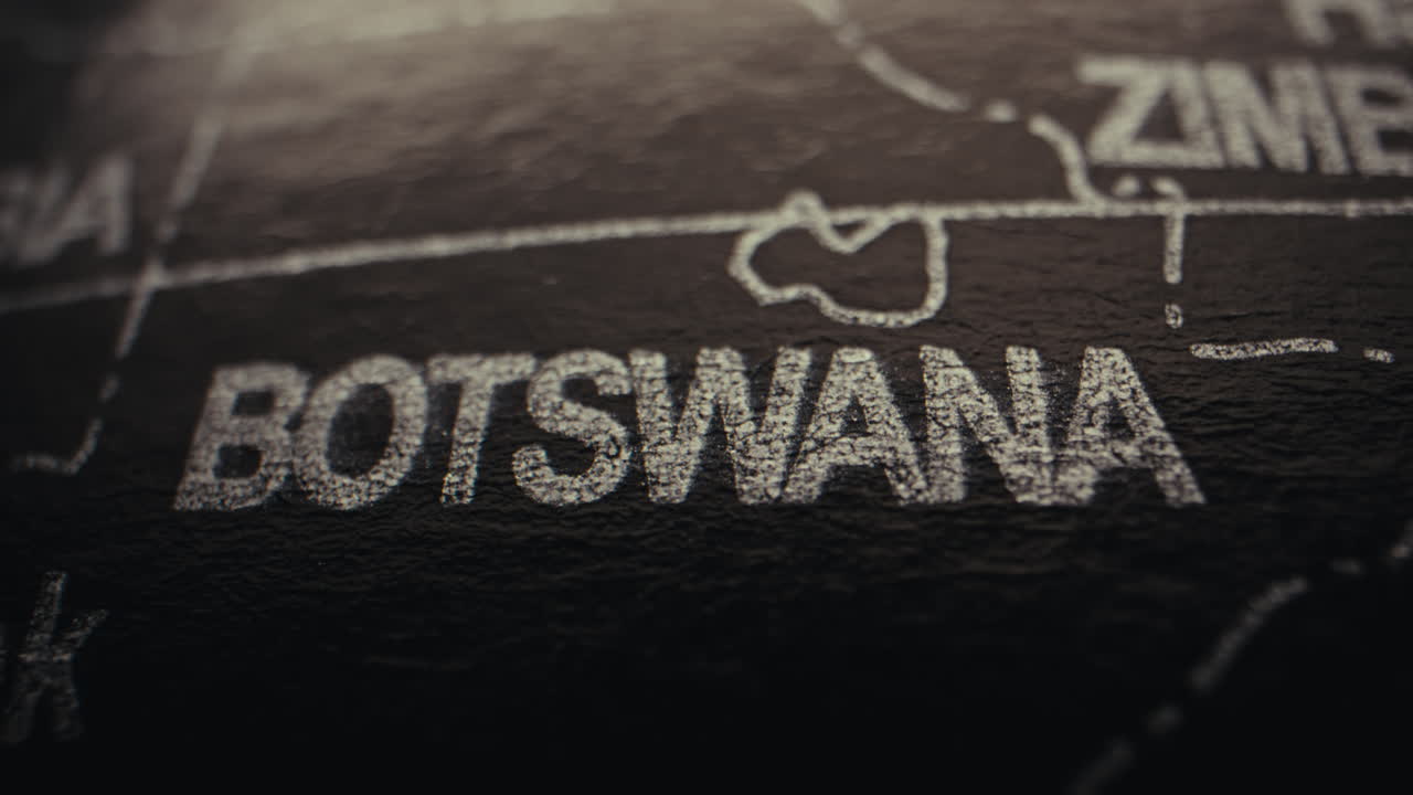 Close-up of Botswana on a Globe