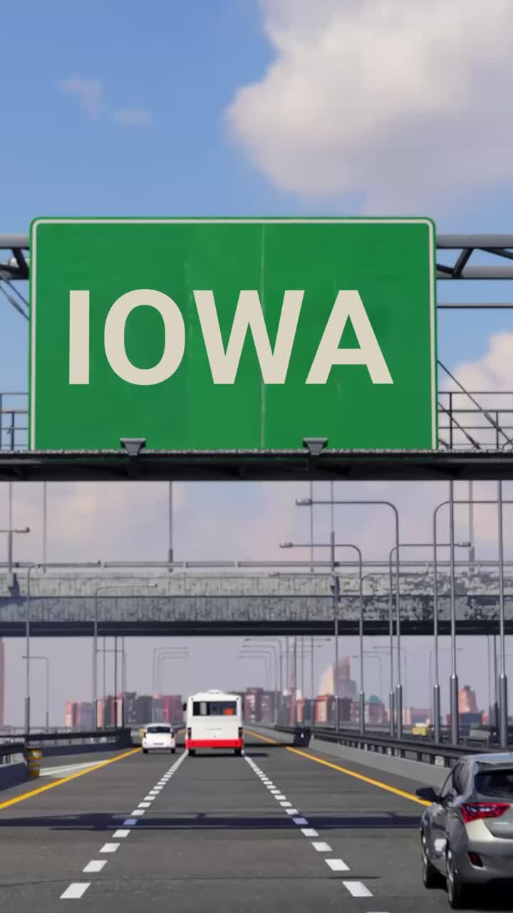 signo de carretera en iowa con avión