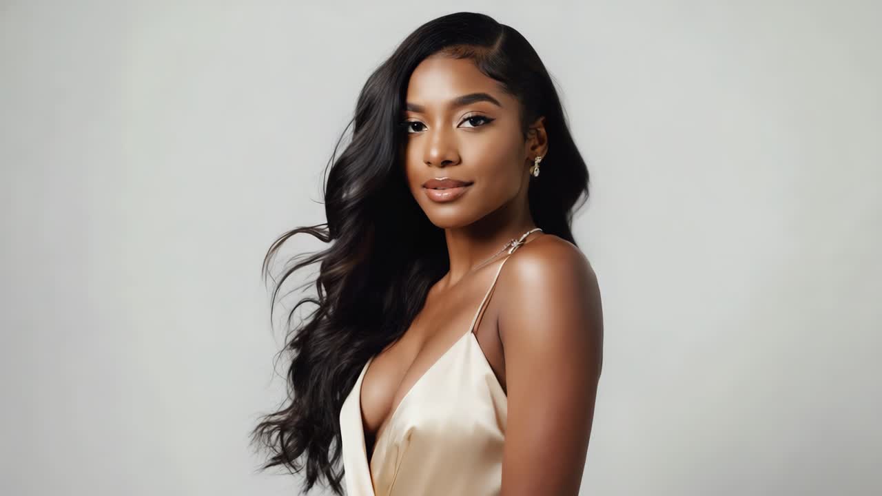 Elegant Woman in Satin Dress