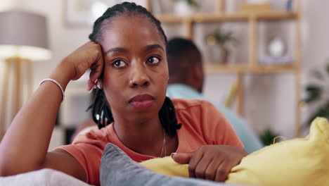 sad woman, fight and anxiety of couple