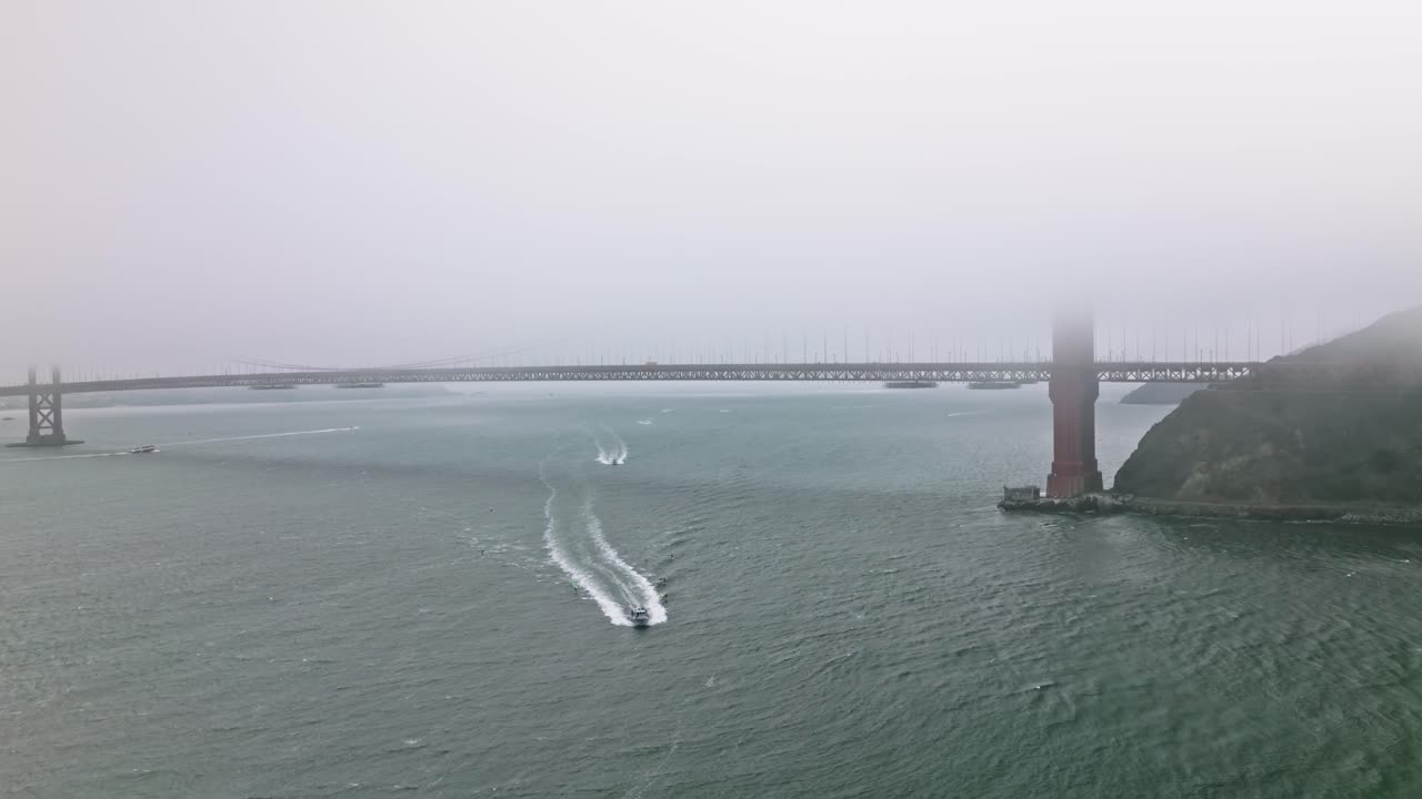 San Francisco Golden Gate Bridge Poking Through Fog