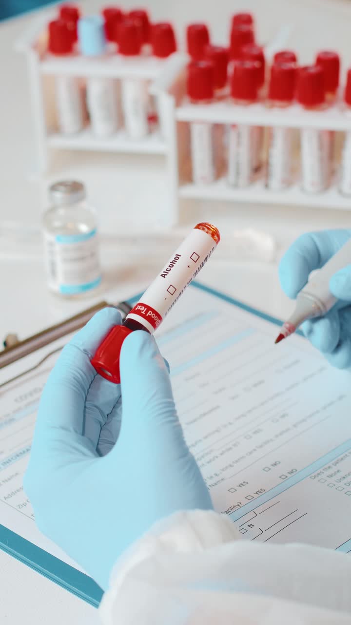 el análisis de sangre revela un resultado positivo de alcohol en un entorno clínico