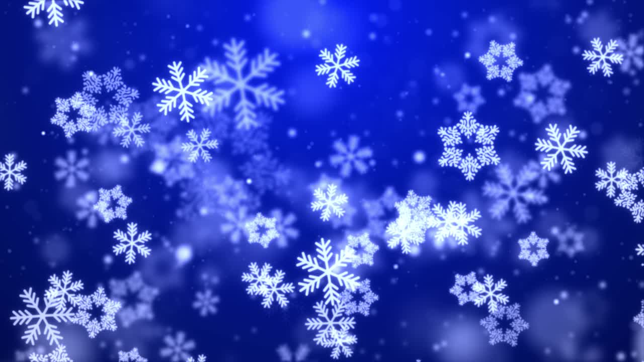 Particles blue snow snowflake winter glitter bokeh abstract background loop Animation.