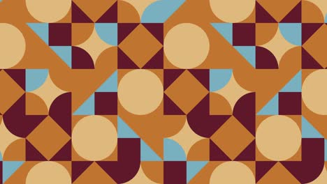 animated tiles in warm color palette in vintage geometric pattern. simple motion graphic seamless looped animation in retro flat style