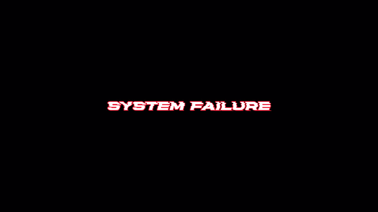 System Failure Glitch Text on Black Background