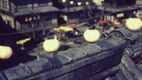 lanterns illuminate traditional courtyard during evening festivities