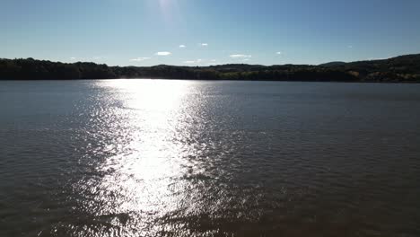 An-aerial-view-over-the-Hudson-River-in-upstate-NY-on-a-beautiful-day-with-blue-skies