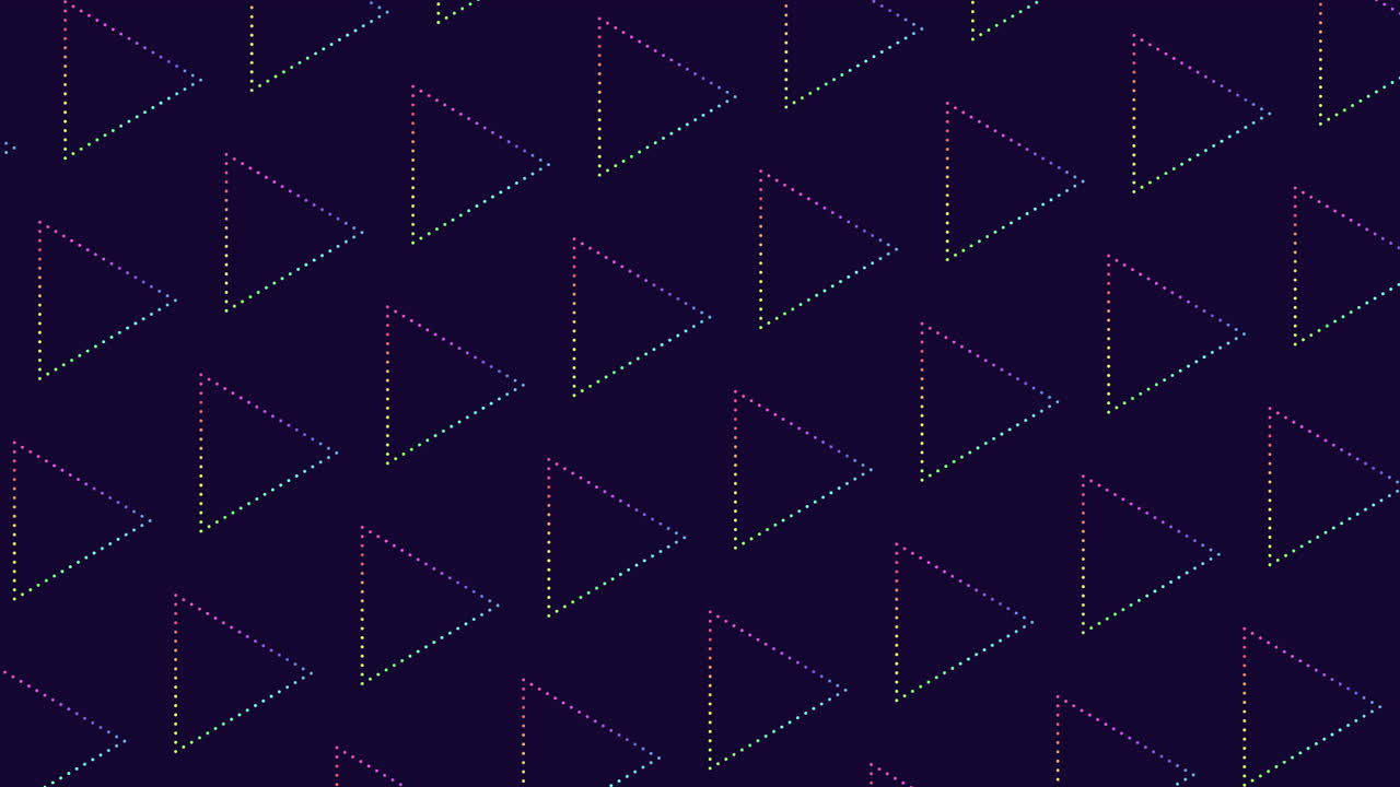 A seamless triangle pattern featuring shades of green, blue, and purple on a dark background. The triangles are arranged in an intricate, repeating design
