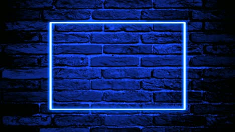 rectángulo de neón borde animación gráficos de movimiento moderno en el fondo de la pared de ladrillo