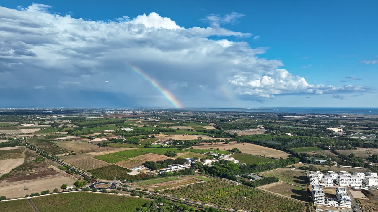 en lo alto de montpellier: viñedos, panoramas nublados del mediterráneo