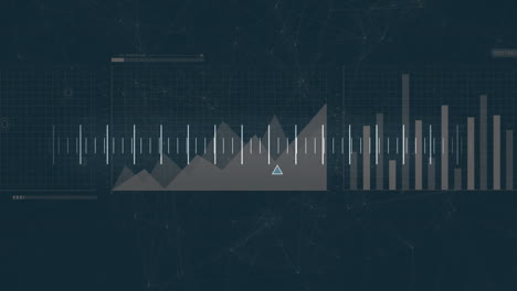 animación del procesamiento de datos y formas sobre diagramas
