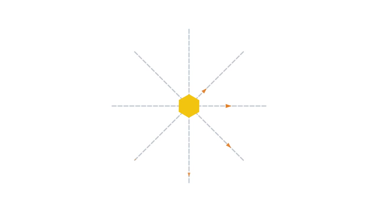 Animated Hexagon with Rotating Directional Arrows