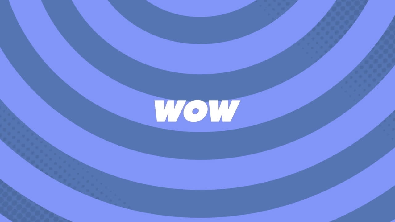 Animazione di testo wow su motivo circolare su sfondo blu