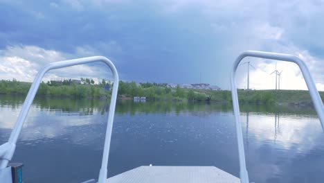 boat trip on a lake under cloudy sky