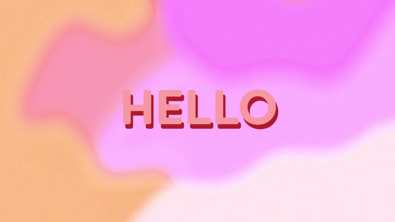 다채로운 추상적인 배경 위의 안하세요 텍스트 애니메이션