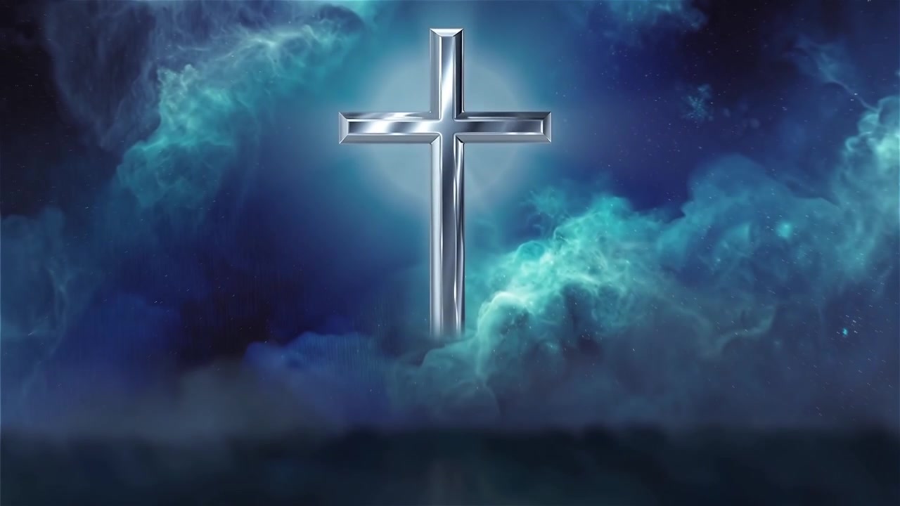 Croce Cristiana Luce Celestiale Sfondo per il Culto.