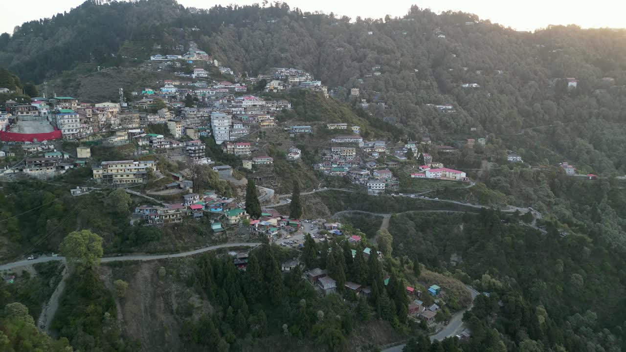 Mussoorie morning drone view in India
