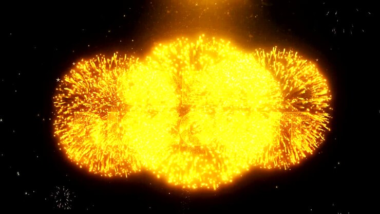 Great Discount Text on Firework Display Explosion Particles.