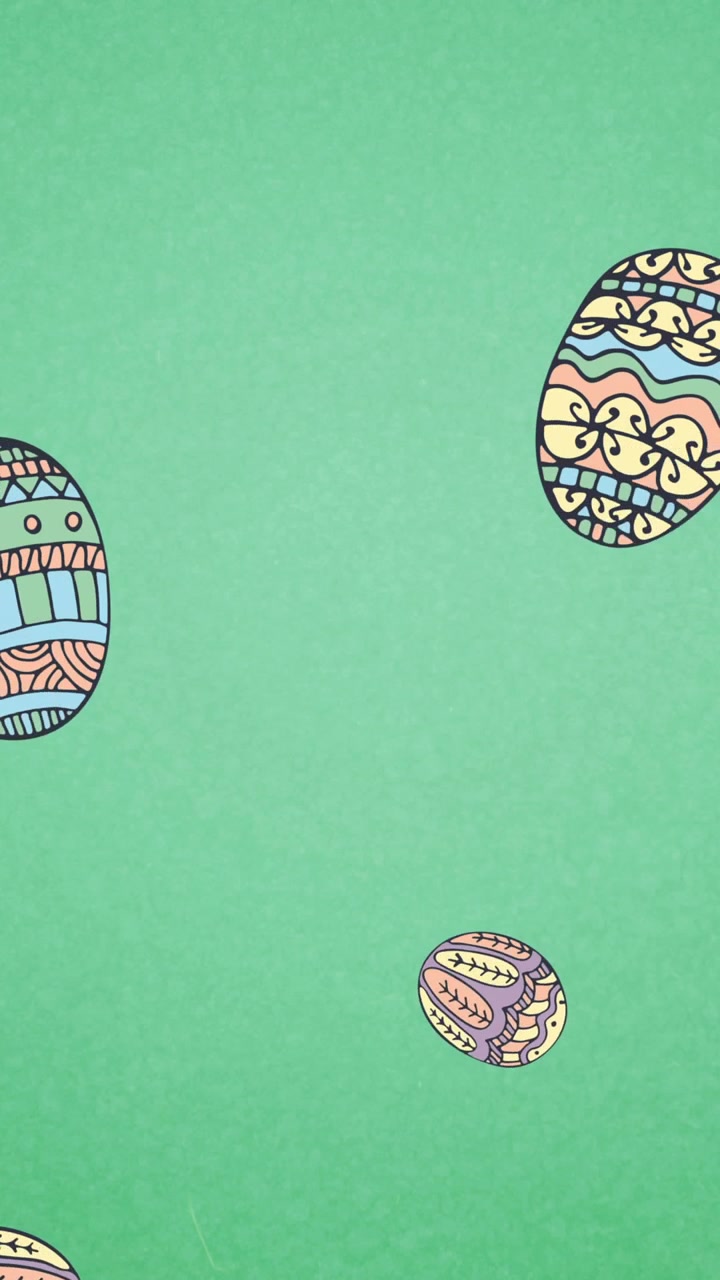 Animation of easter eggs falling on green background