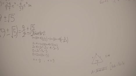 animation of mathematical equations over white background