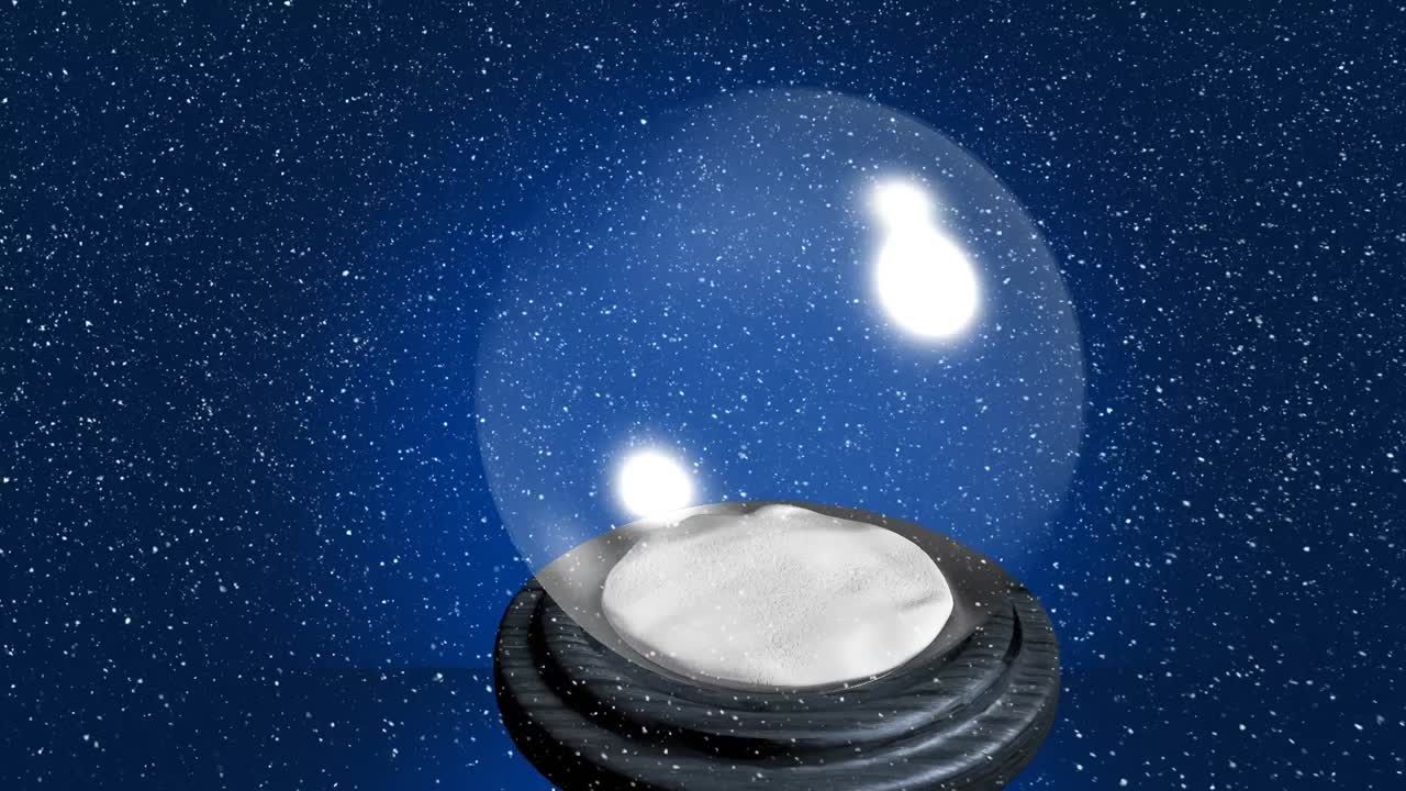 스노우 글로브 위에 내리는 눈의 애니메이션