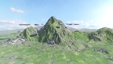 ufos over a mountain range