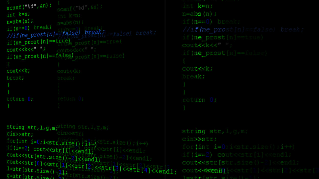 Source code on the monitor screen. Source code