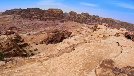 footage from the top of the rock revealing rocky landscape with stunning canyons. landmarks of sunny jordan, west asia.