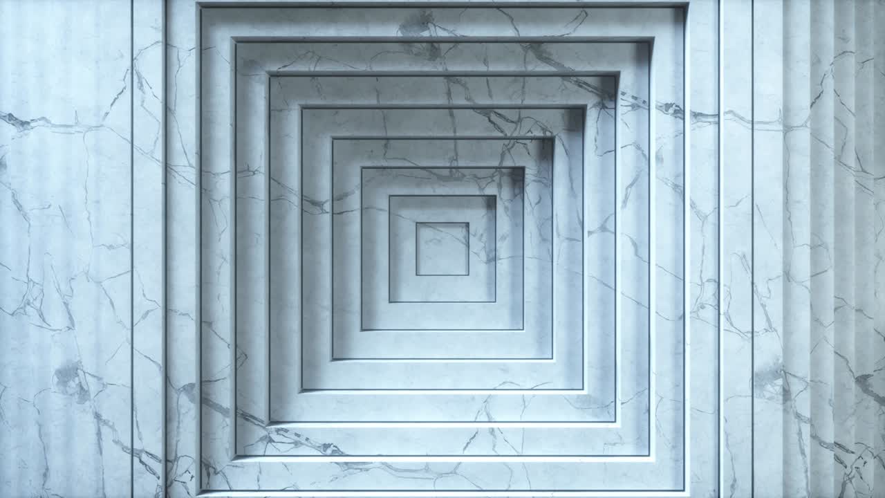 patrón de cuadrados abstractos con efecto offset. animación de cuadrados en blanco en mármol texturizado. fondo abstracto para presentación de negocios. bucle sin costuras 4k 3d render