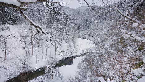 winter landscape in tohoku japan, yamagata prefecture
