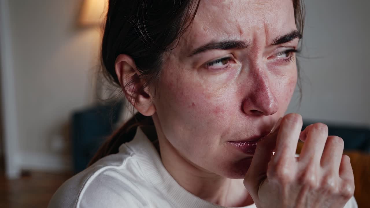 고통스러워 보이는 여자