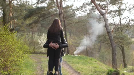 romantic couple in a forest