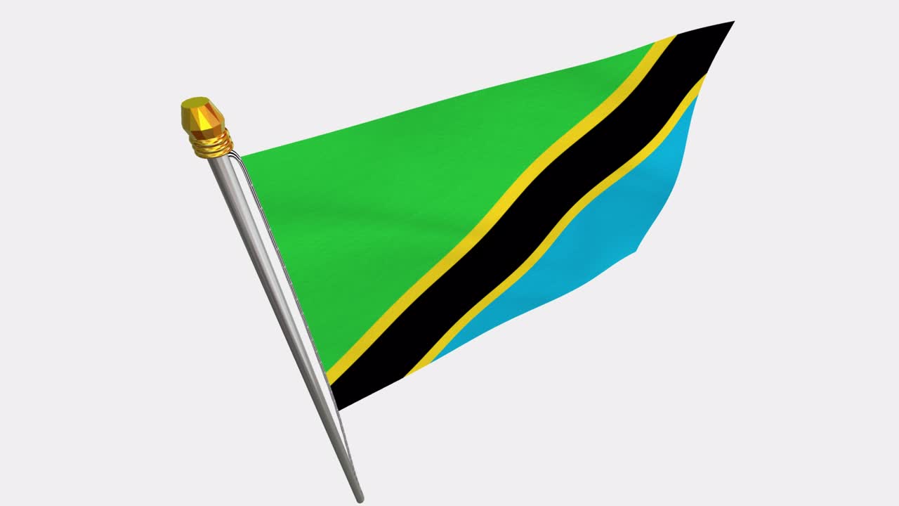 video de bucle de la bandera de tanzania revoloteando en el viento, video en cámara lenta de 4k, con canal alfa