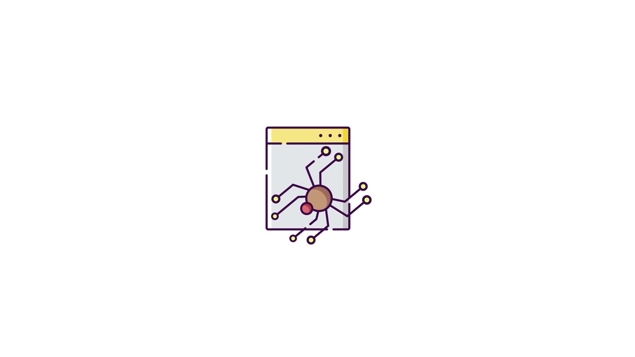 Animated Web Crawler Spider Icon Indexing Data on a Page