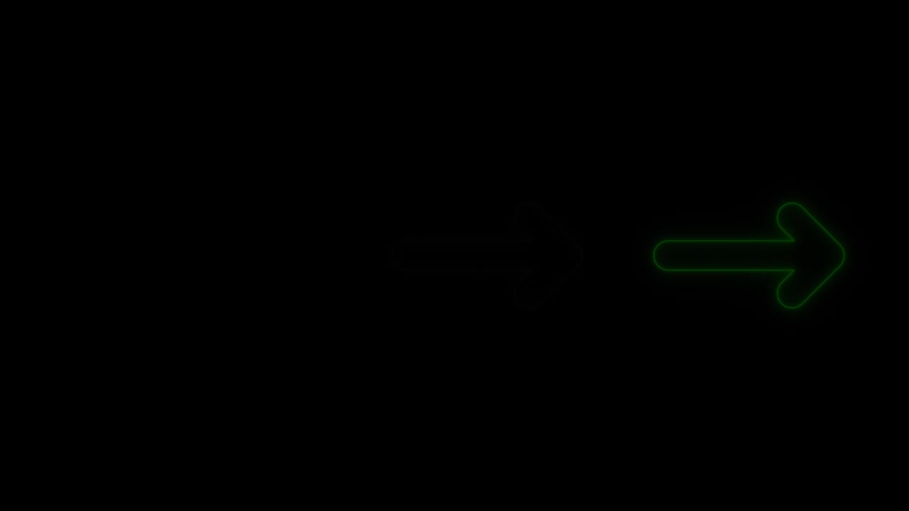 4k neon light arrow direction on black blackgroud