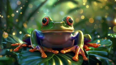 frog wearing headphones looking at camera made with generative ai