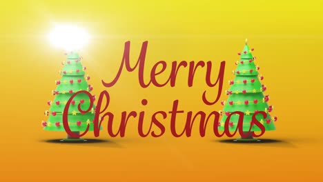 Animation-of-christmas-greetings-text-over-christmas-trees