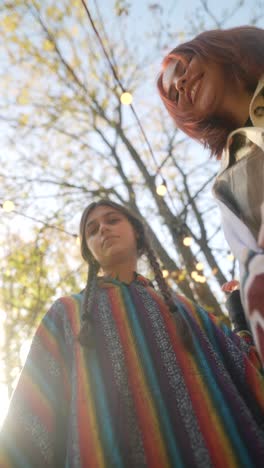 two women enjoying an autumn day