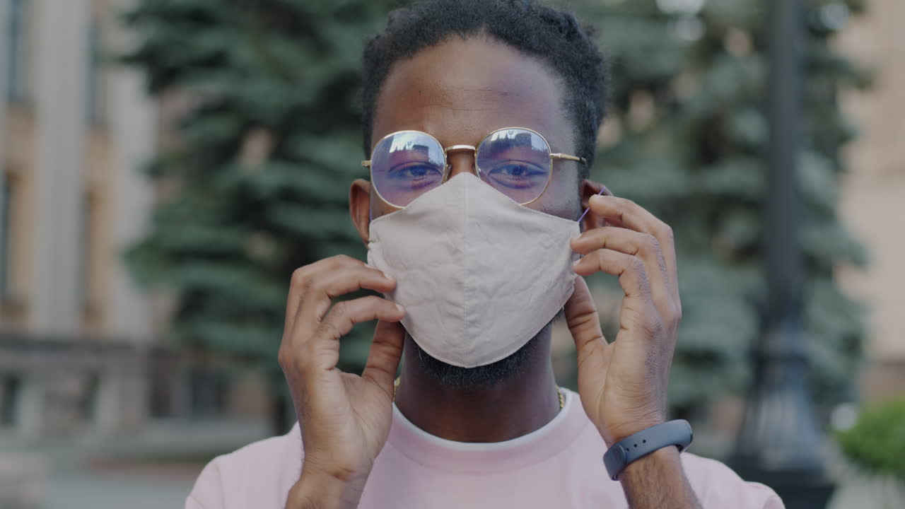 Man Wearing Face Mask Outdoors