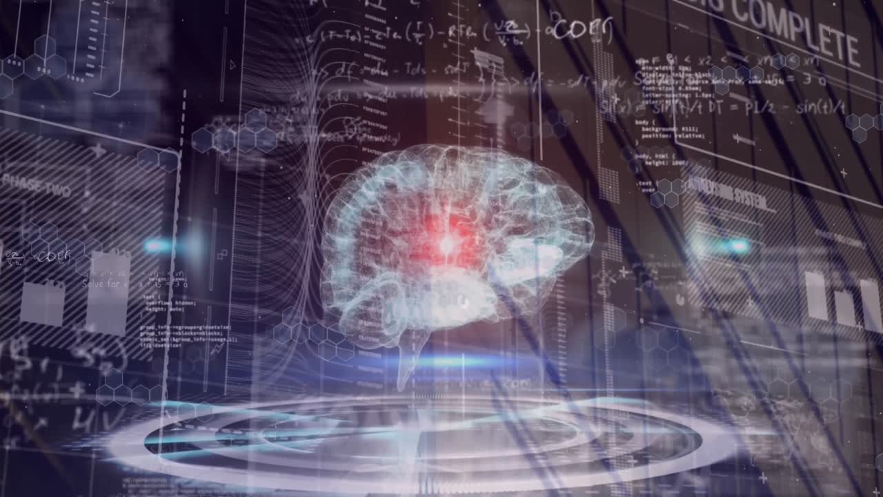 Animation of data processing over brain