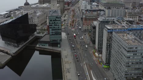 drone shot pulling away from buildings in liverpool city centre 02