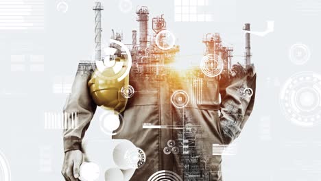 futuro concepto de planta de fábrica y industria de la energía inventiva