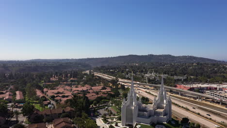 san diego california temple - latter-day saints mormon temple near la jolla, san diego - drone pullback