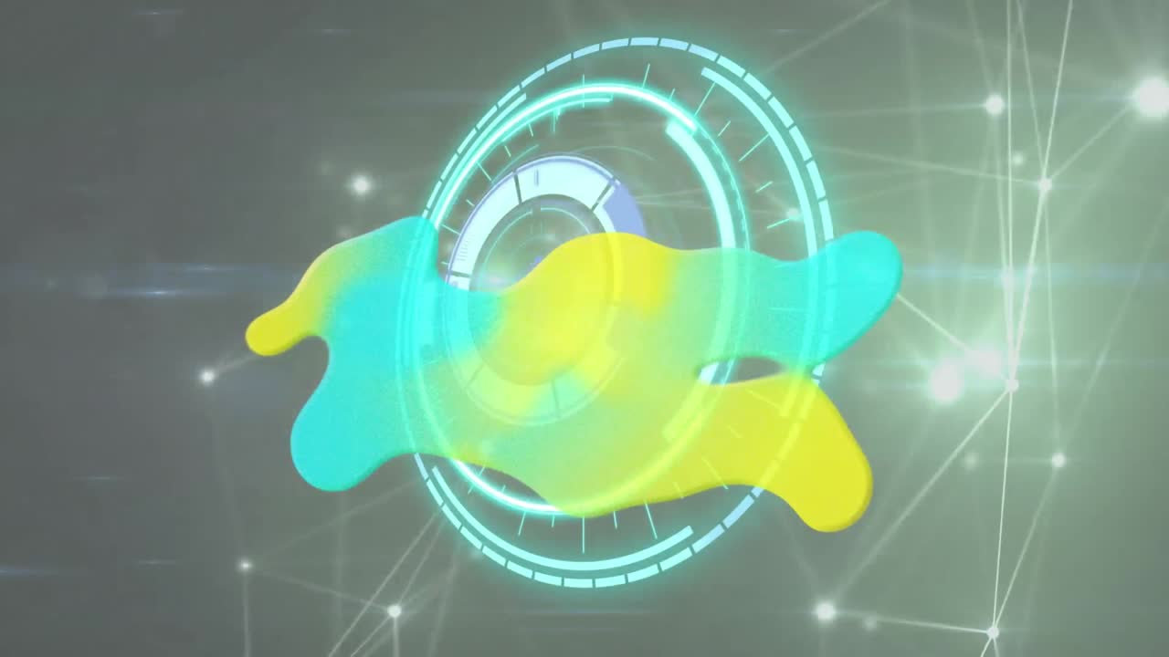 네트워크 연결을 가진 스크린에서 범위 스캐닝과 데이터의 애니메이션