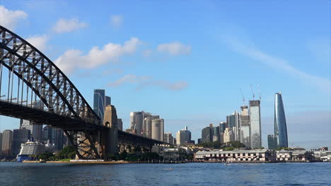 Ferry-passes-by-in-front-the-Sydney-CBD-on-the-Harbour-in-Australia