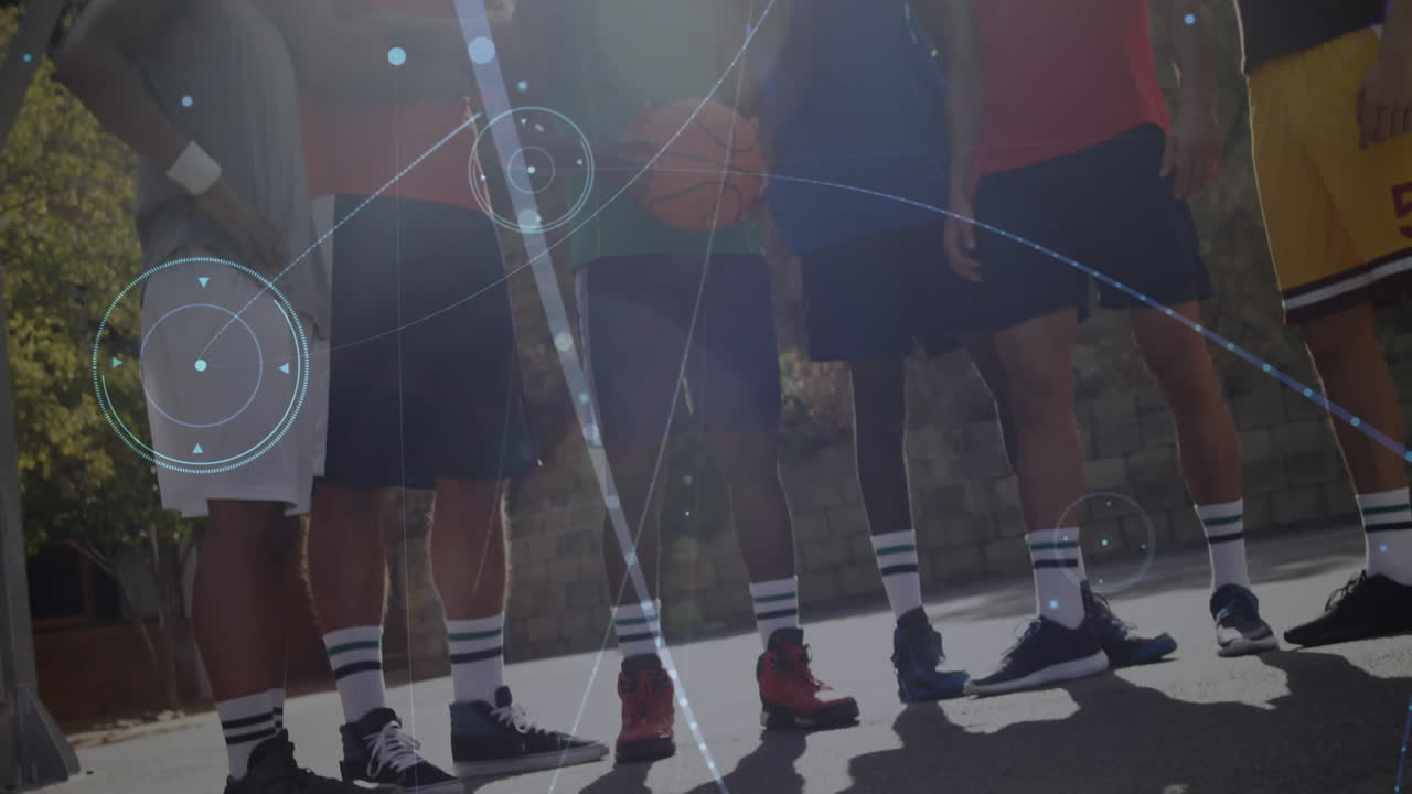 체육관에서 농구 경기를 통해 연결 네트워크의 애니메이션