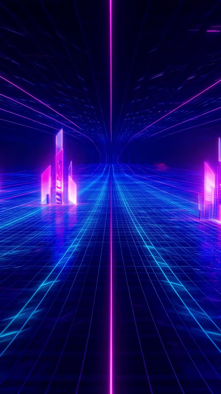 Retro-futuristico Sci-Fi Retrowave Griglia Neon 4K